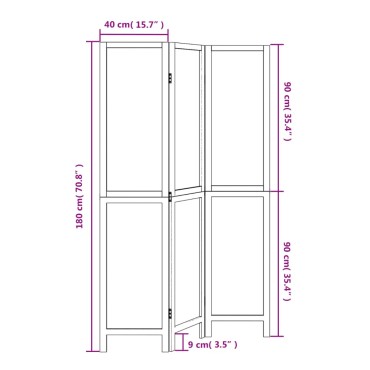 vidaXL Διαχωριστικό Χώρου με 3 Πάνελ Σκ. Καφέ από Μασίφ Ξύλο Παυλώνιας 1 τεμ.