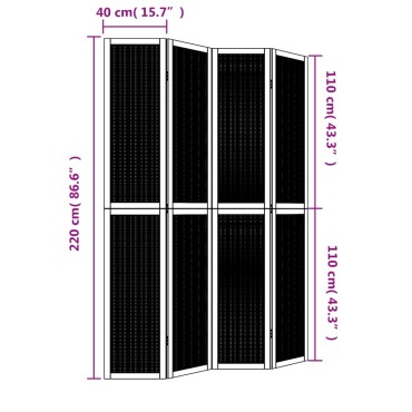 vidaXL Διαχωριστικό Χώρου με 4 Πάνελ Καφέ από Μασίφ Ξύλο Παυλώνιας 1 τεμ.