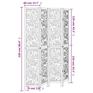 vidaXL Διαχωριστικό Χώρου με 4 Πάνελ Λευκό από Μασίφ Ξύλο Παυλώνιας 1 τεμ.