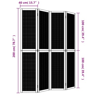 vidaXL Διαχωριστικό Χώρου με 4 Πάνελ Καφέ από Μασίφ Ξύλο Παυλώνιας 1 τεμ.