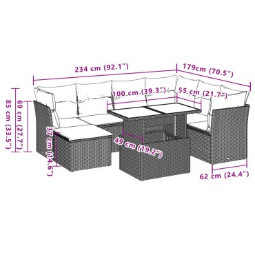 vidaXL Σαλόνι Κήπου 8 τεμ. Μαύρο από Συνθετικό Ρατάν με Μαξιλάρια 55x55cm