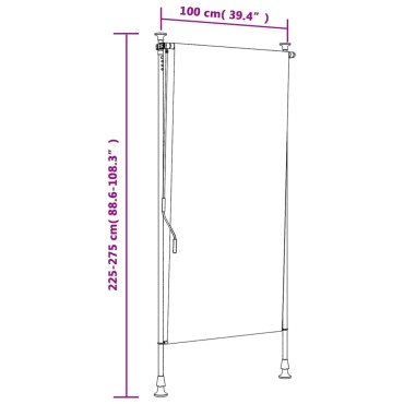 vidaXL Στόρι Ρόλερ Εξ. Χώρου Πορτοκαλί/Λευκό 100x270 εκ. Ύφασμα/Ατσάλι