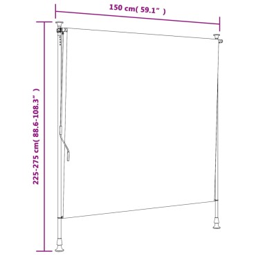 vidaXL Στόρι Ρόλερ Εξ. Χώρου Πορτοκαλί/Λευκό 150x270 εκ. Ύφασμα/Ατσάλι