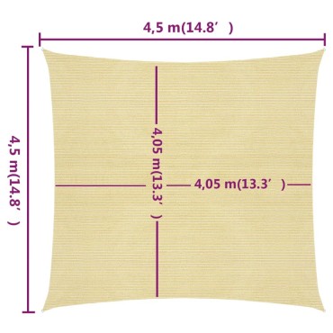 vidaXL Πανί Σκίασης Μπεζ 4,5 x 4,5 μ. από HDPE 160 γρ./μ²