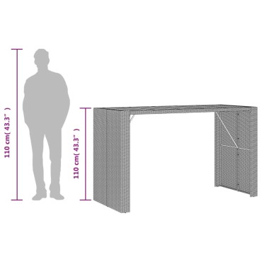 vidaXL Τραπέζι Μπαρ Κήπου Επιφ. Ακακίας Γκρι 185x80x110cm Συνθ. Ρατάν 1 τεμ.