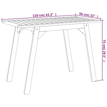 vidaXL Τραπεζαρία Κήπου 110x56x75cm από Μασίφ Ξύλο Ακακίας 1 τεμ.