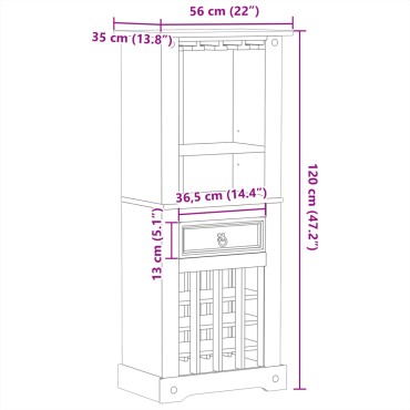 vidaXL Ραφιέρα Κρασιών Corona 56x35x120cm από Μασίφ Ξύλο Πεύκου 1 τεμ.