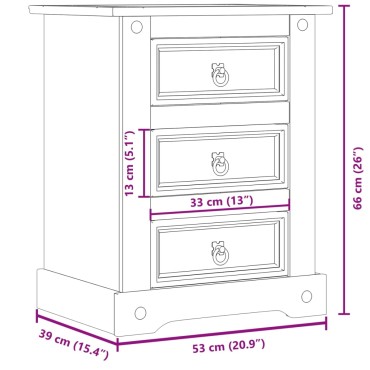 vidaXL Κομοδίνο Corona 53x39x66cm από Μασίφ Ξύλο Πεύκου 1 τεμ.