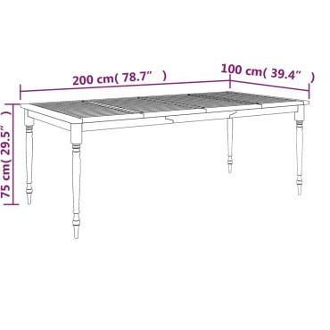 vidaXL Τραπέζι Batavia 200x100x75cm από Μασίφ Ξύλο Teak 1 τεμ.