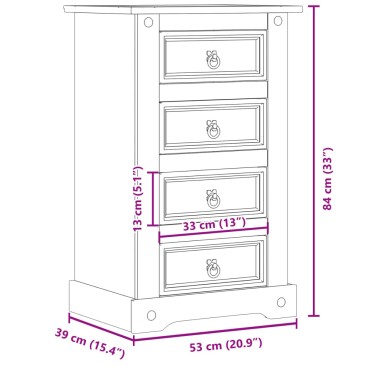 vidaXL Κομοδίνο Corona 53x39x84cm από Μασίφ Ξύλο Πεύκου 1 τεμ.