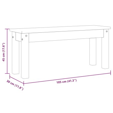 vidaXL Πάγκος Τραπεζαρίας Panama Γκρι 105x30x45cm Μασίφ Ξύλο Πεύκου 1 τεμ.