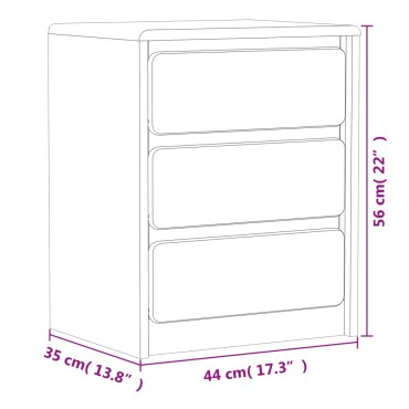 vidaXL Κομοδίνο SAUDA Χρώμα Δρυός 44x35x56cm Μασίφ Ξύλο Πεύκου 1 τεμ.