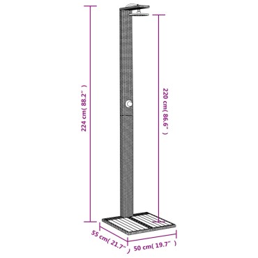 vidaXL Ντους Εξ. Χώρου Γκρι 50x55x224 εκ. Συνθετικό Ρατάν/Ξύλο Ακακίας