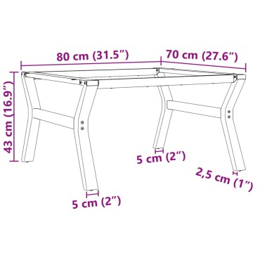 vidaXL Πόδια Τραπεζιού Σαλονιού σε Σχήμα «Y» 80x70x43cm Χυτοσίδηρος 1 τεμ.