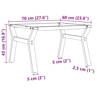 vidaXL Πόδια Τραπεζιού Σαλονιού σε Σχήμα «Y» 70x60x43cm Χυτοσίδηρος 1 τεμ.