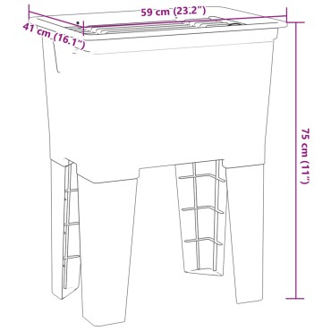 vidaXL Νιπτήρας Πλύσης Ρούχων Γκρι 59x41x75 εκ. από Ρητίνη