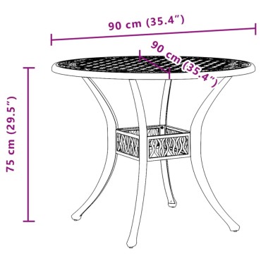 vidaXL Τραπέζι Κήπου Μπρονζέ 90x75cm από Χυτό Αλουμίνιο 1 τεμ.