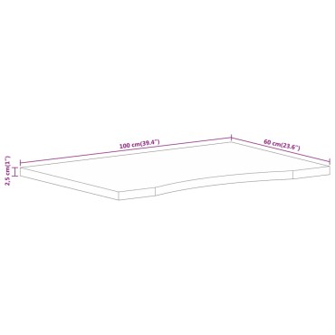 vidaXL Επιφάνεια Γραφείου Καμπύλη 100x60x2,5εκ Μασίφ Ακατ. Μάνγκο