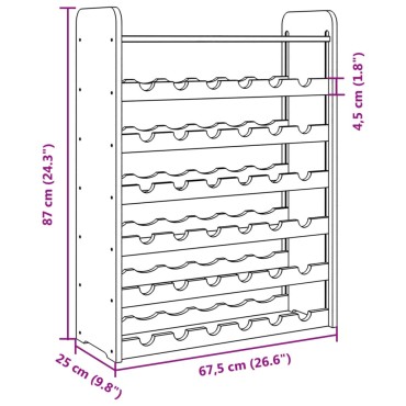 vidaXL Ραφιέρα Κρασιών με Επάνω Σανίδα 67,5x25x87cm Μασίφ Ξύλο Πεύκου 1 τεμ.