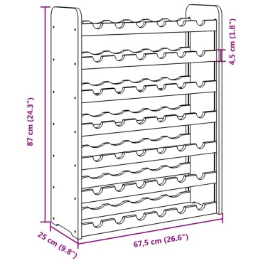 vidaXL Ραφιέρα Κρασιών 67,5x25x87cm από Μασίφ Ξύλο Πεύκου 1 τεμ.