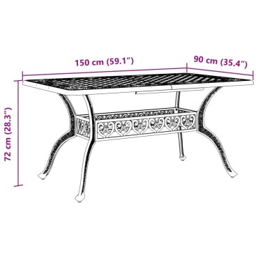 vidaXL Τραπέζι Κήπου Μπρονζέ 150x90x72cm από Χυτό Αλουμίνιο 1 τεμ.