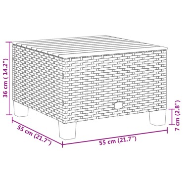 vidaXL Τραπέζι Κήπου Γκρι 55x55x36cm Συνθετικό Ρατάν/Ξύλο Ακακίας 1 τεμ.