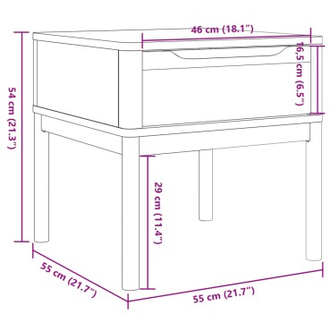 vidaXL Τραπεζάκι FLORO Λευκό 55x55x54cm από Μασίφ Ξύλο Πεύκου