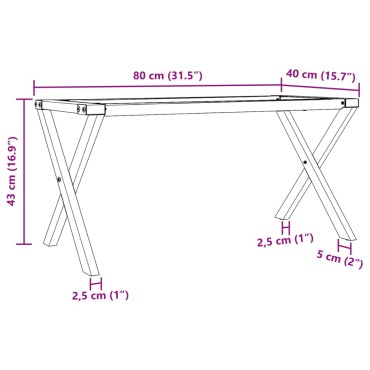 vidaXL Πόδια Τραπεζιού Σαλονιού σε Σχήμα «Χ» 80x40x43cm Χυτοσίδηρος 1 τεμ.