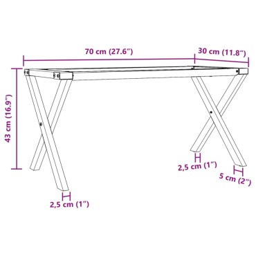 vidaXL Πόδια Τραπεζιού Σαλονιού σε Σχήμα «Χ» 70x30x43cm Χυτοσίδηρος 1 τεμ.