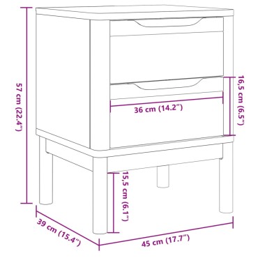 vidaXL Κομοδίνο FLORO Καφέ 45x39x57cm από Μασίφ Ξύλο Πεύκου 1 τεμ.