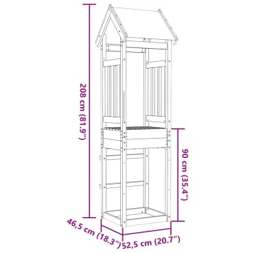 vidaXL Πύργος Παιχνιδιού 52,5x46,5x208 εκ. Μασίφ Εμποτ. Ξύλο Πεύκου