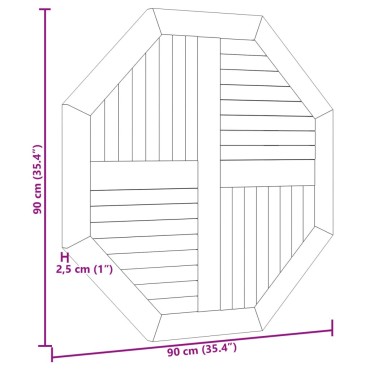 vidaXL Επιφάνεια Τραπεζιού Οκτάγωνη 90x90x2,5cm Μασίφ Ξύλο Teak 1 τεμ.