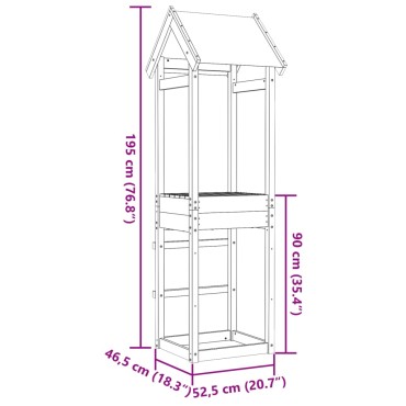 vidaXL Πύργος Παιχνιδιού 52,5x46,5x195 εκ. Μασίφ Εμποτ. Ξύλο Πεύκου