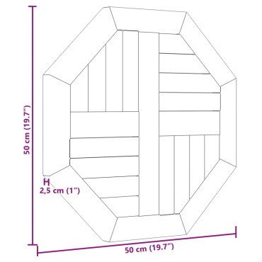 vidaXL Επιφάνεια Τραπεζιού Οκτάγωνη 50x50x2,5cm Μασίφ Ξύλο Teak 1 τεμ.