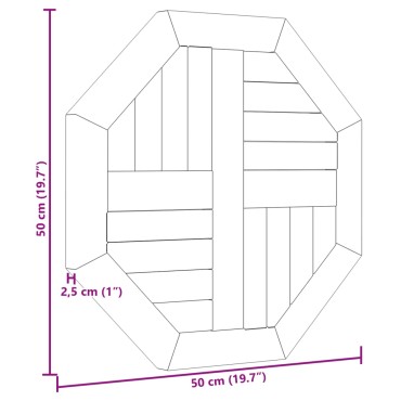 vidaXL Επιφάνεια Τραπεζιού Οκτάγωνη 50x50x2,5cm Μασίφ Ξύλο Teak 1 τεμ.