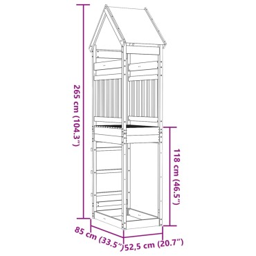 vidaXL Πύργος Παιχνιδιού 85x52,5x265 εκ. Μασίφ Ξύλο Ψευδοτσούγκας