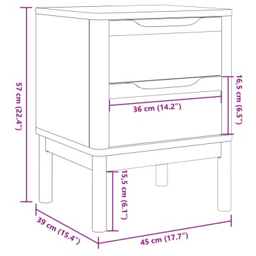 vidaXL Κομοδίνο FLORO Γκρι 45x39x57cm από Μασίφ Ξύλο Πεύκου 1 τεμ.