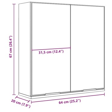 vidaXL Καθρέφτης Μπάνιου με Ντουλάπι Μαύρος 64x20x67cm Επεξ. Ξύλο 1 τεμ.