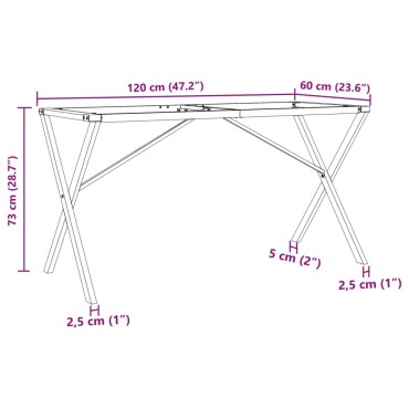 vidaXL Πόδια Τραπεζαρίας σε Σχήμα «X» 120x60x73cm Χυτοσίδηρος 1 τεμ.