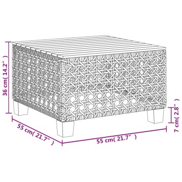 vidaXL Τραπέζι Κήπου Μαύρο 55x55x36cm Συνθετικό Ρατάν/Ξύλο Ακακίας 1 τεμ.