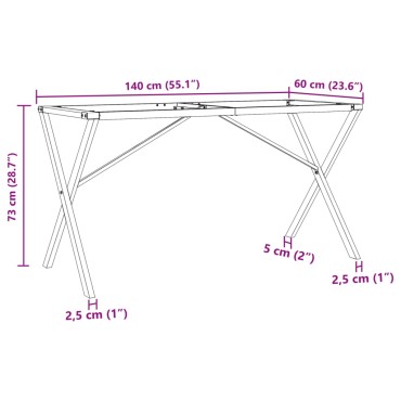 vidaXL Πόδια Τραπεζαρίας σε Σχήμα «X» 140x60x73cm Χυτοσίδηρος 1 τεμ.