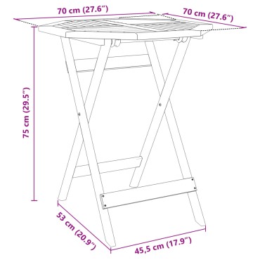 vidaXL Τραπέζι Κήπου Πτυσσόμενο 70x75cm Μασίφ Ξύλο Ακακίας 1 τεμ.