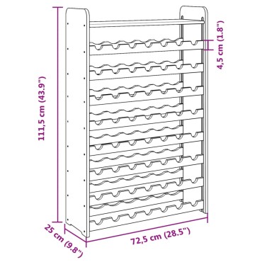 vidaXL Ραφιέρα Κρασιών με Επάνω Σανίδα 72,5x25x111,5cm Μασίφ Πεύκο 1 τεμ.