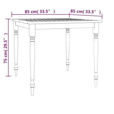 vidaXL Τραπέζι Batavia 85x85x75cm από Μασίφ Ξύλο Teak 1 τεμ.