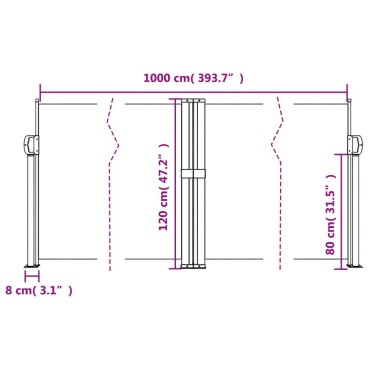 vidaXL Σκίαστρο Πλαϊνό Συρόμενο Taupe 120 x 1000 εκ.