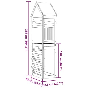 vidaXL Πύργος με Τοίχο Αναρρίχησης 85x52,5x265 εκ. Ξύλο Ψευδοτσούγκας