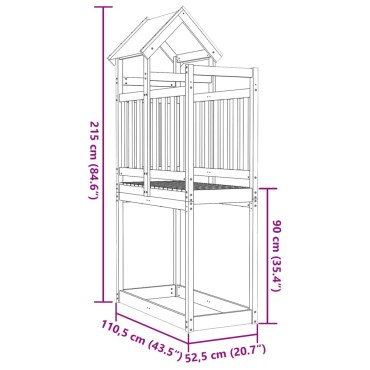 vidaXL Πύργος Παιχνιδιού 110,5x52,5x215 εκ. Μασίφ Εμποτ. Ξύλο Πεύκου