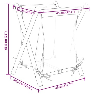 vidaXL Καλάθι Απλύτων Κρεμ Λευκό 45 x 55 x 63,5 εκ. Μπαμπού