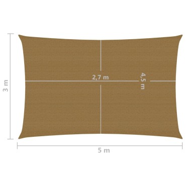 vidaXL Πανί Σκίασης Taupe 3 x 5 μ. από HDPE 160 γρ./μ²