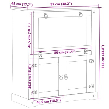 vidaXL Κάβα Κρασιών Corona 97x45x114cm από Μασίφ Ξύλο Πεύκου 1 τεμ.